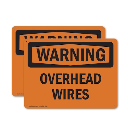 Signmission Overhead Wires OSHA Warning Sign, Plastic, 10in W x 7in L, 2PK OS-2PACK-WS-P-710-L-12294